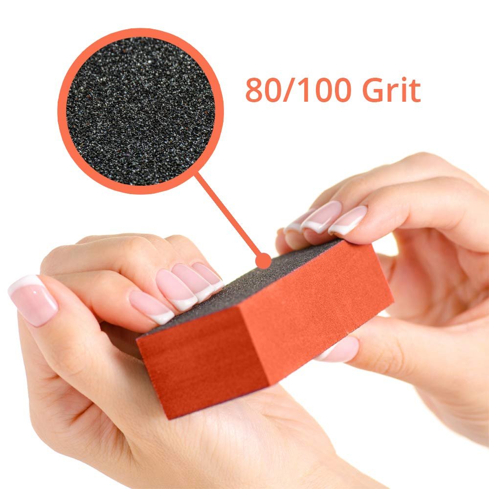 Karlash Nail Buffer Sanding Block Polisher Buffing File 80/100 Nail Art Manicure Pedicure File (Orange Black) 10 PCS…