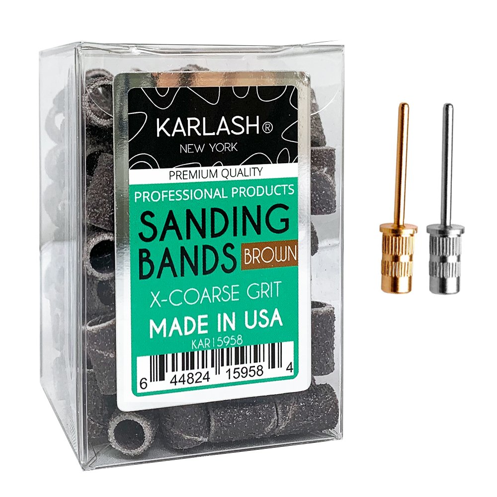 Karlash Professional Nail Sanding Bands Brown X Course Grit File + Free 2 Mandrel