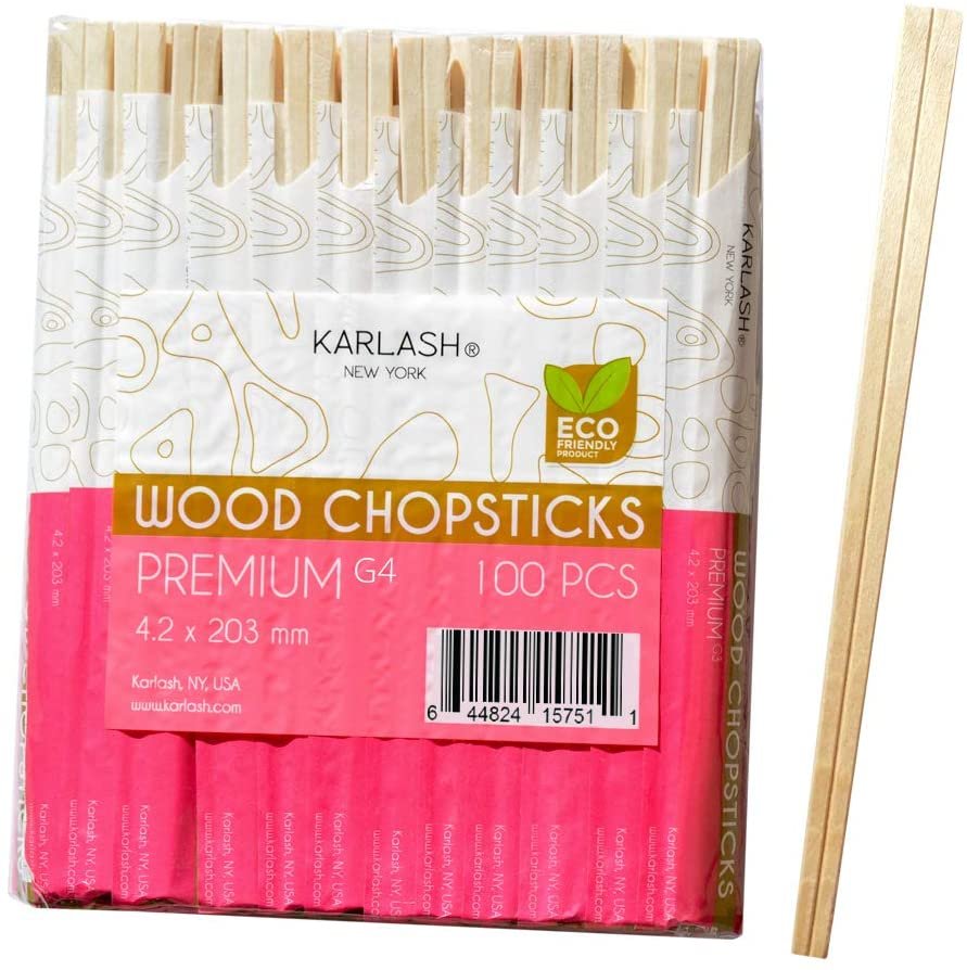 Karlash Wood Chopstick Premiun Quality (G4) 100 pcs   4.2 x 203 MM Eco Friendly
