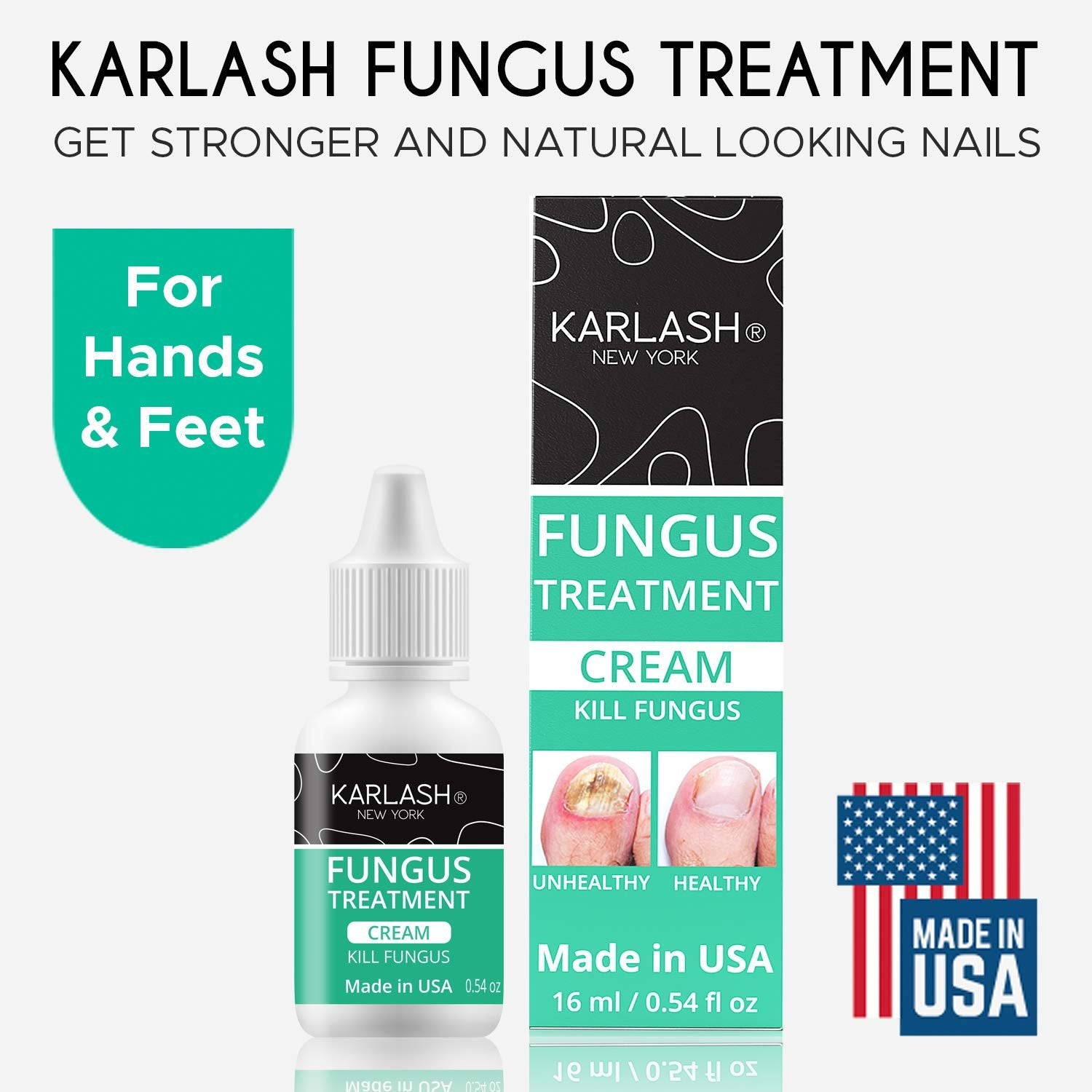 Karlash Nail Fungus Treatment for Toenail and Fingernail, Maximum Strength Antifungal Nail Treatment Made in USA Nail Fungus Skin Care 0.5 oz Cream