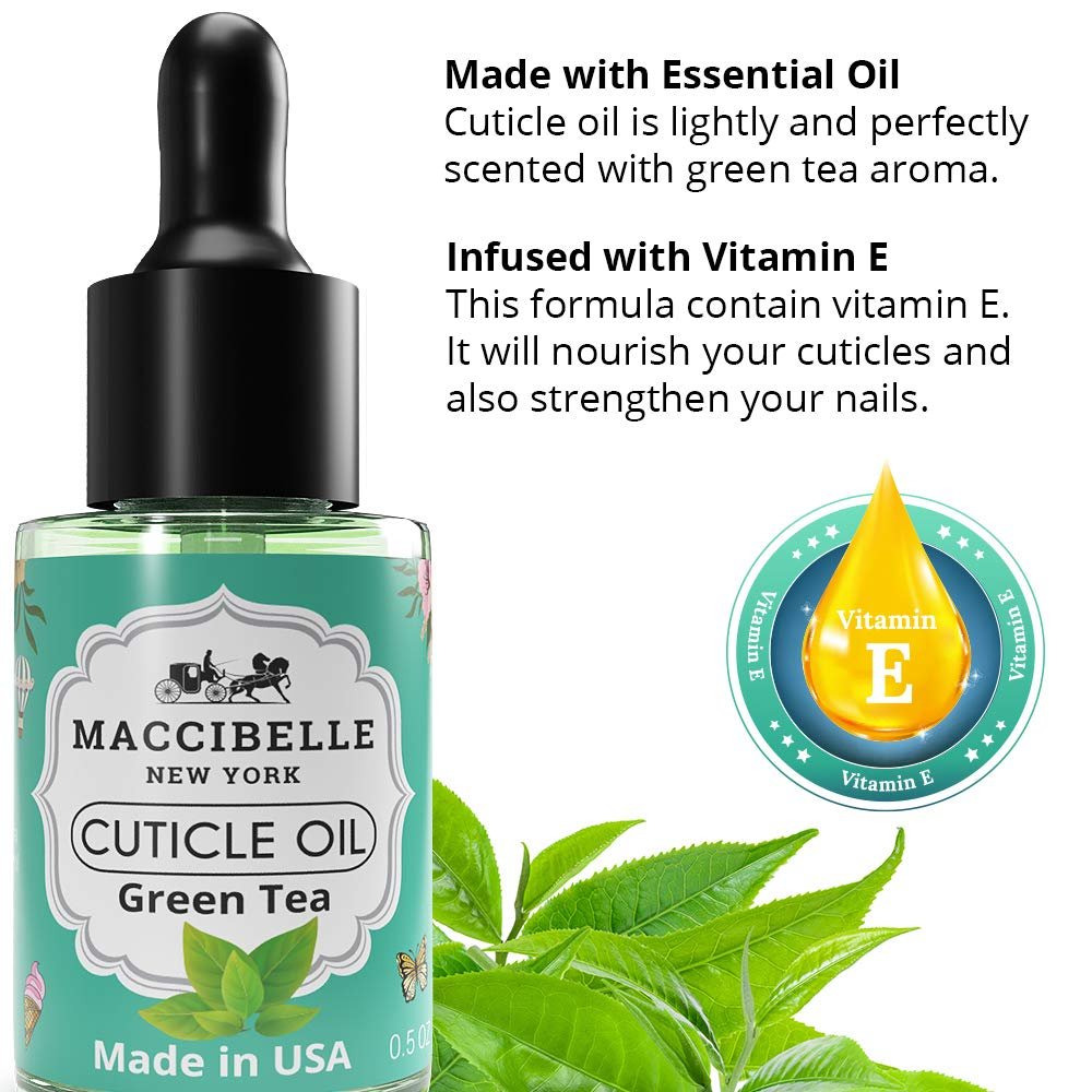 Maccibelle Cuticle Oil Green Tea With Vitamin E 0.5 oz - Heals Dry Cracked Cuticles (6 Pieces)