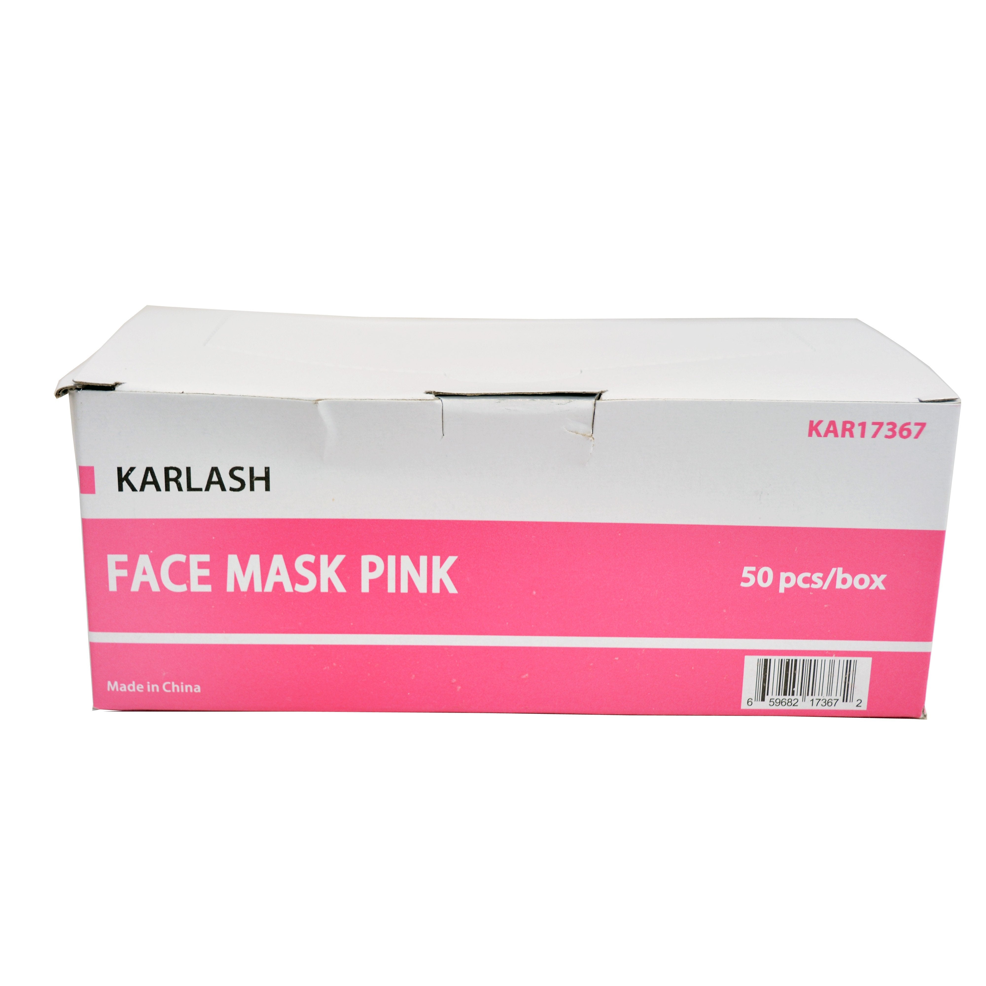 Karlash Four Layer 4-Ply Disposable Earloop Face Mask Filter Antivirus Bacteria Pink - 50 Pieces