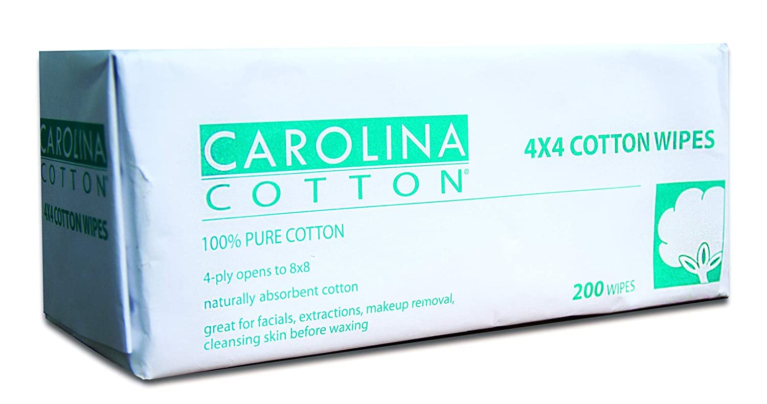 Carolina Cotton 4x4 Cotton Wipes 200 ct