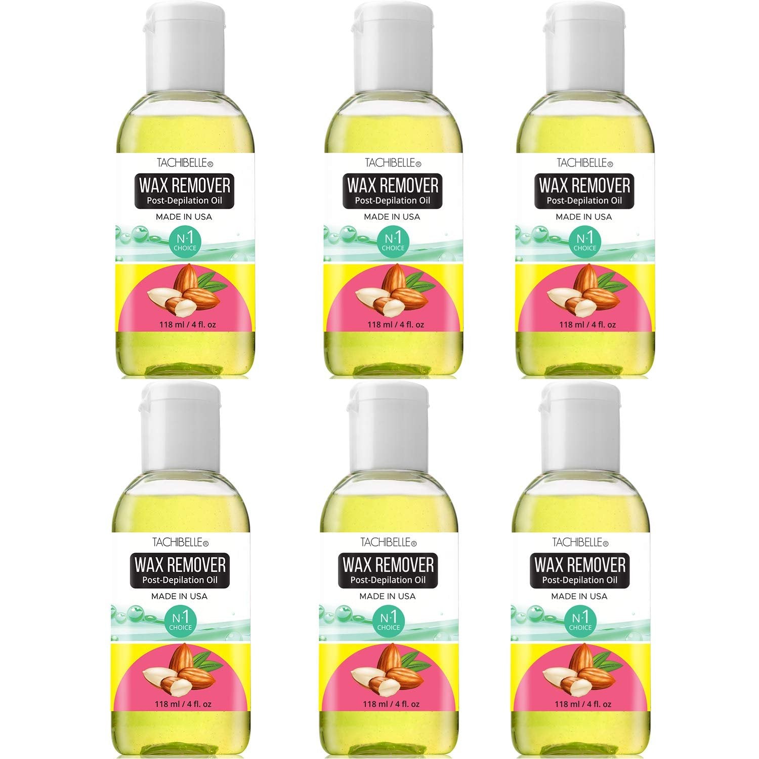 Tachibelle Wax Remover Post-Depilation Oil Enriched with Almond Oil Wax Off Remove After Wax Residue Remove Oil for SKIN MADE IN USA 4 OZ (6 Pieces)