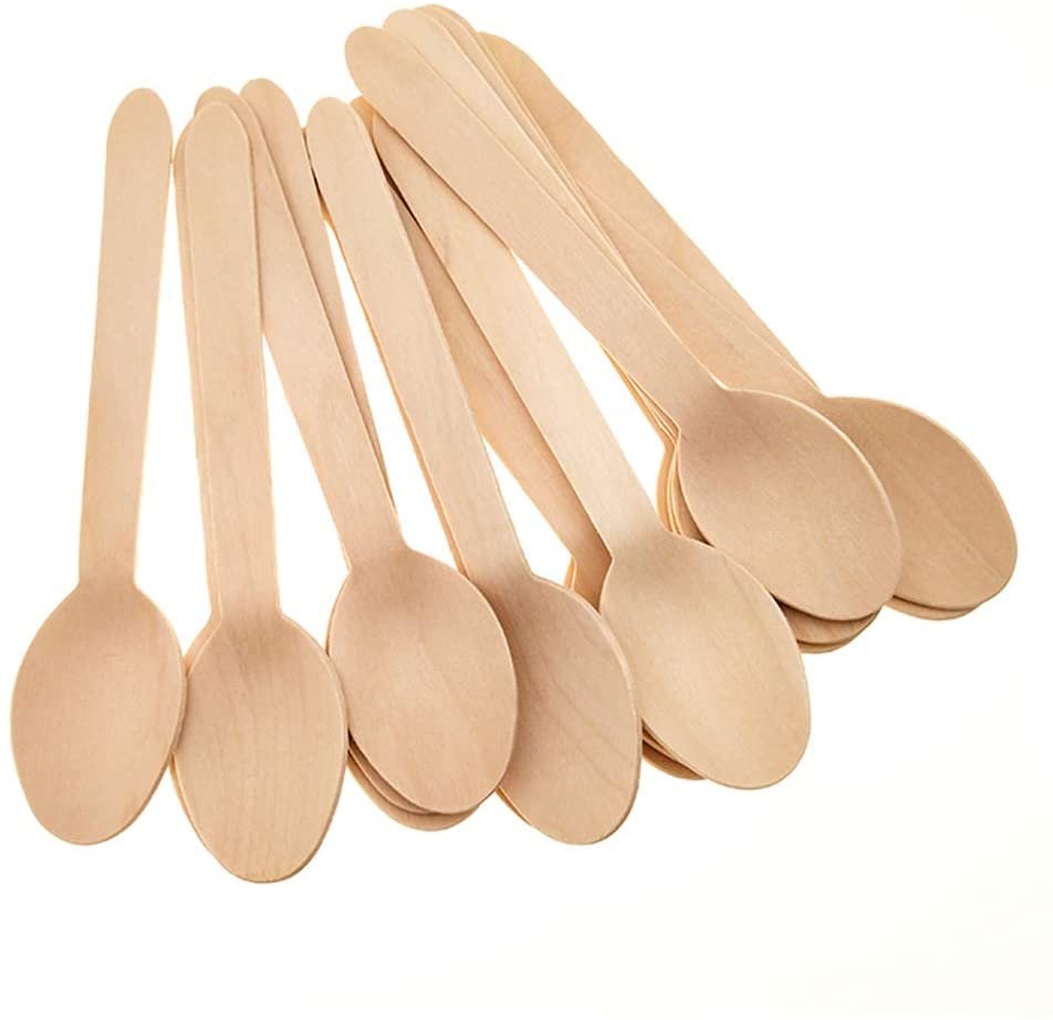 Karlash Disposable Wooden Spoon 100 PCS Smooth and round surface Eco Friendly