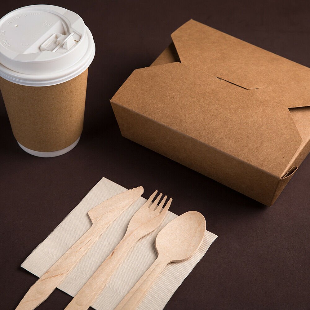 Karlash Disposable Wooden Cutlery 150 pcs (50 Spoon + 50 Fork +50 Knife) Eco Fri