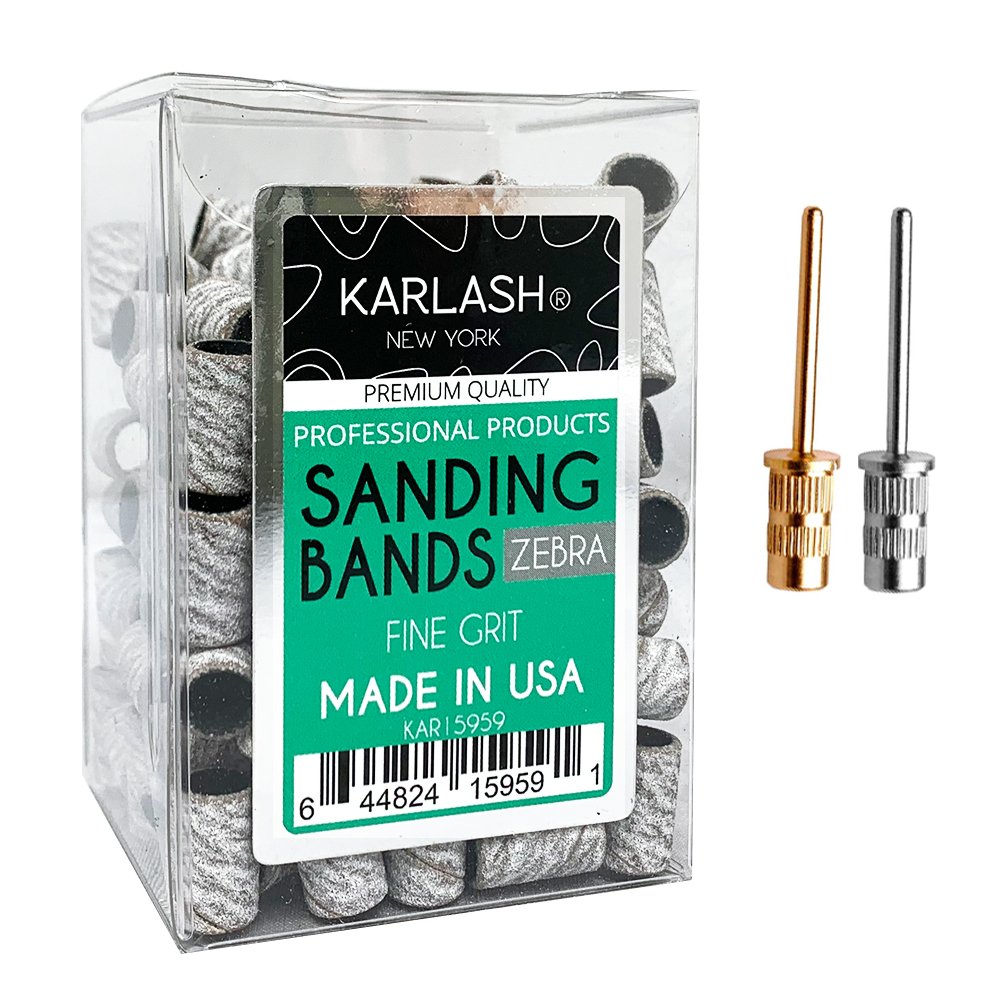 Karlash Professional Nail Sanding Bands Zebra Fine Grit File + Free 2 Mandrel