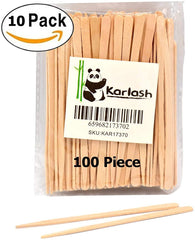 Karlash 100 Pieces Large Wax Sticks, Wood Applicators Hair Removal Eyebrow  Body 