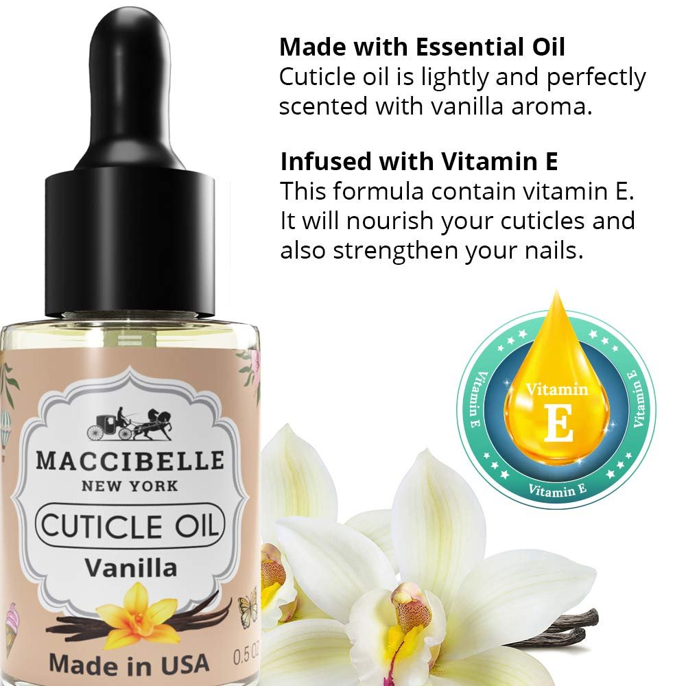 Maccibelle Cuticle Oil Heals Dry Cracked Cuticles 0.5 oz 2 Bottles (Vanilla)