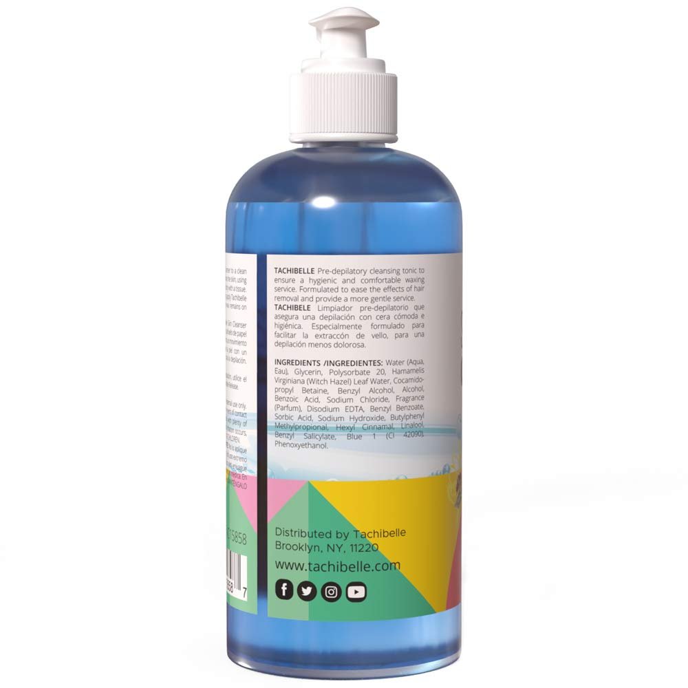 Tachibelle Skin Cleanser Pre-Depilation Solution Formulated with Hazel for its nourishing, healing and soothing properties Made in USA 16 oz