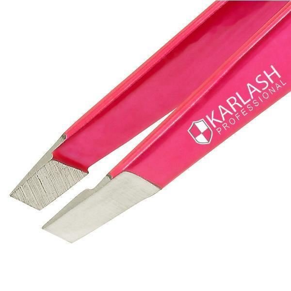 Karlash Slant Tweezers Professional Stainless Steel Slant Tip Tweezer Premium Precision Eyebrow Black
