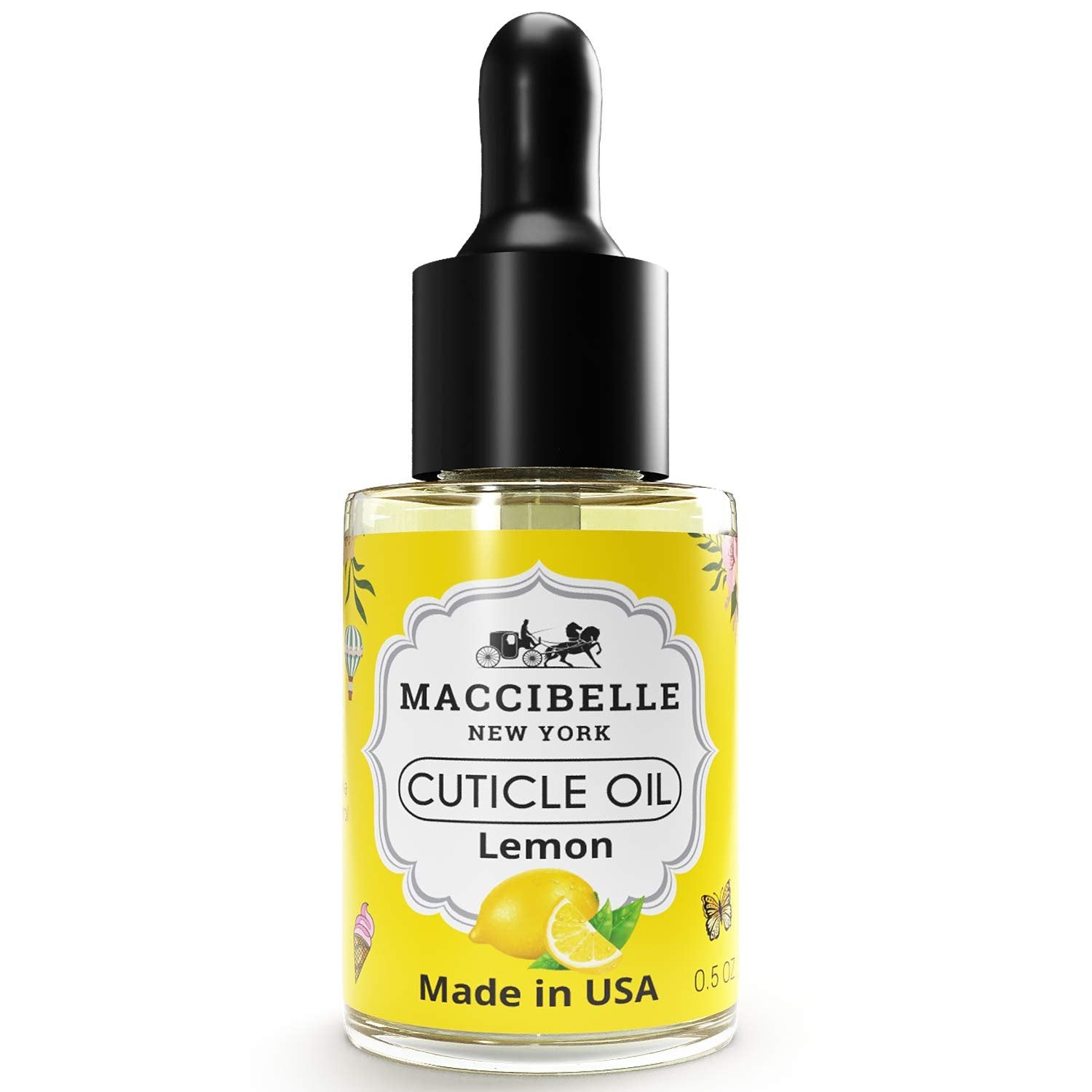 Maccibelle Cuticle Oil Heals Dry Cracked Cuticles 0.5 oz 2 Bottles (Lemon)