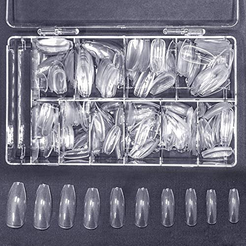 Karlash Clear Tips 500 pcs Coffin Acrylic Style Artificial False Nails Full Tips & Box
