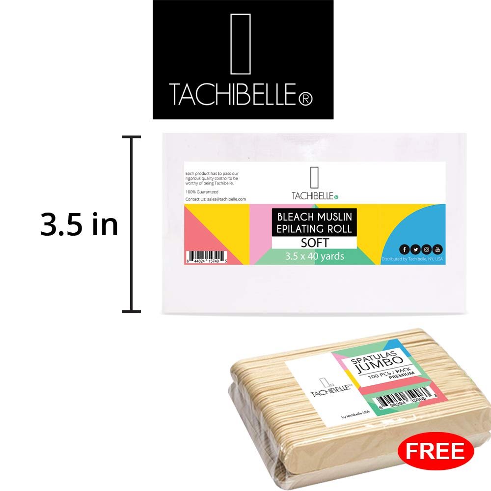 Tachibelle Muslin Epilating Waxing Roll 3.5 x 40 yards SOFT for Body and Facial Waxing, Hair Removal. Better, Easier Waxing Experience!