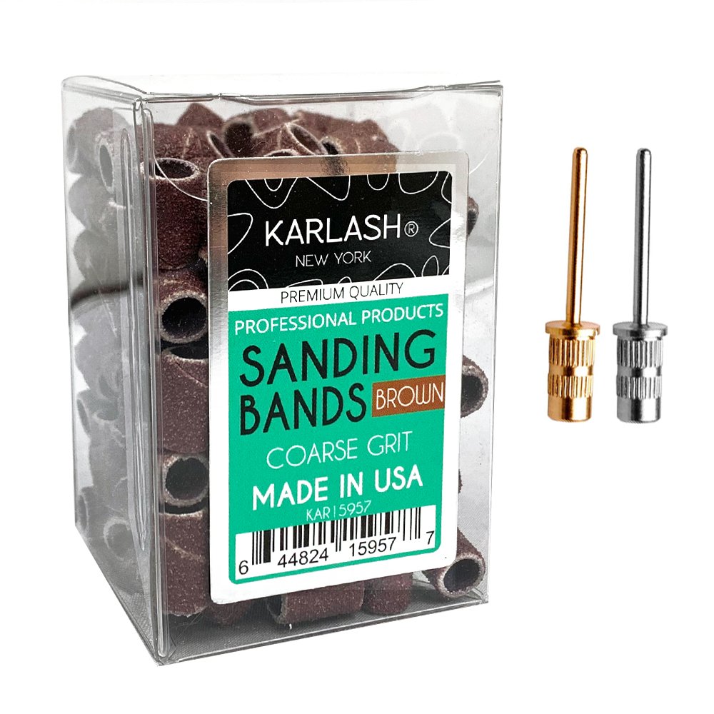 Karlash Professional Nail Sanding Bands Brown Coarse Grit File + Free 2 Mandrel