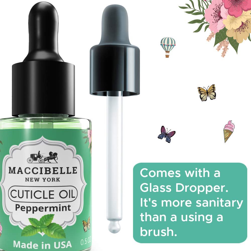 Maccibelle Cuticle Oil Heals Dry Cracked Cuticles 0.5 oz 2 Bottles (Peppermint)