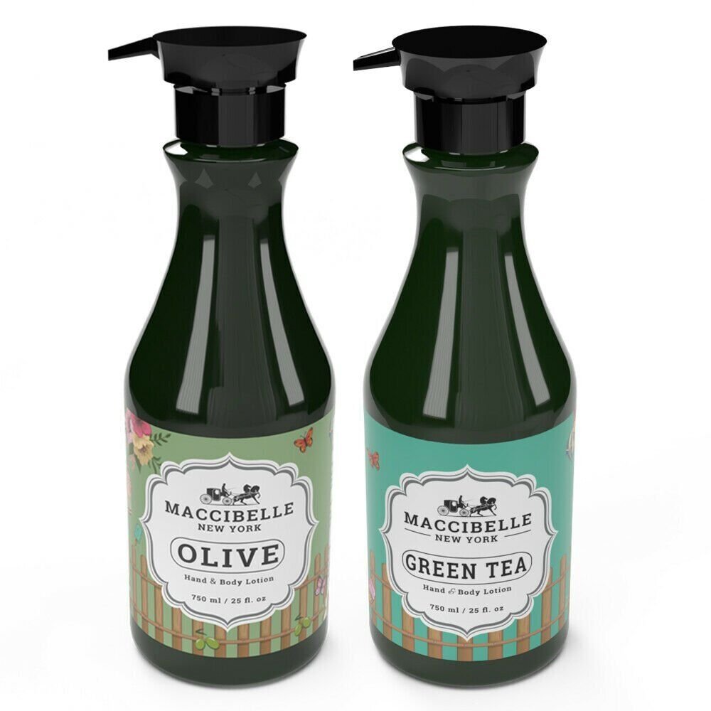 MacciBelle Hand & Body Lotion 750 ml (Olive Oil and Green Tea Combo Set)