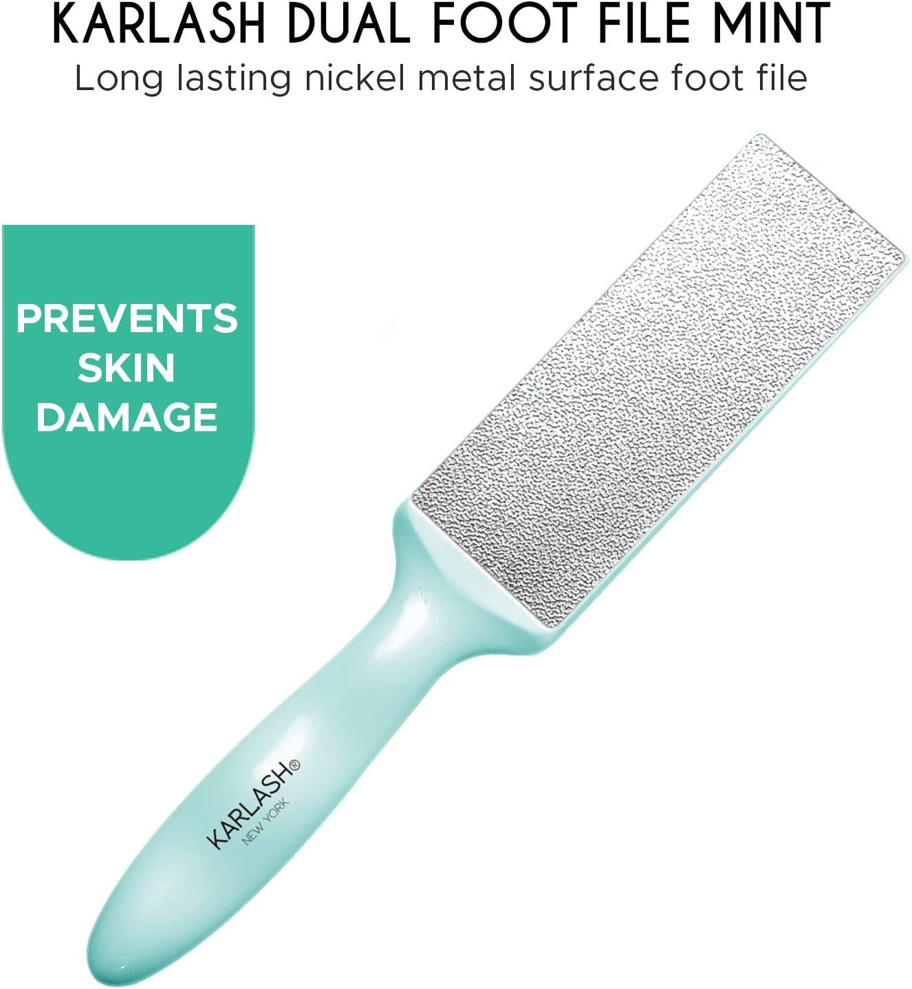 Karlash 2-Sided Nickel Foot File for Callus Trimming and Callus Removal, Mint (Pack of 1)