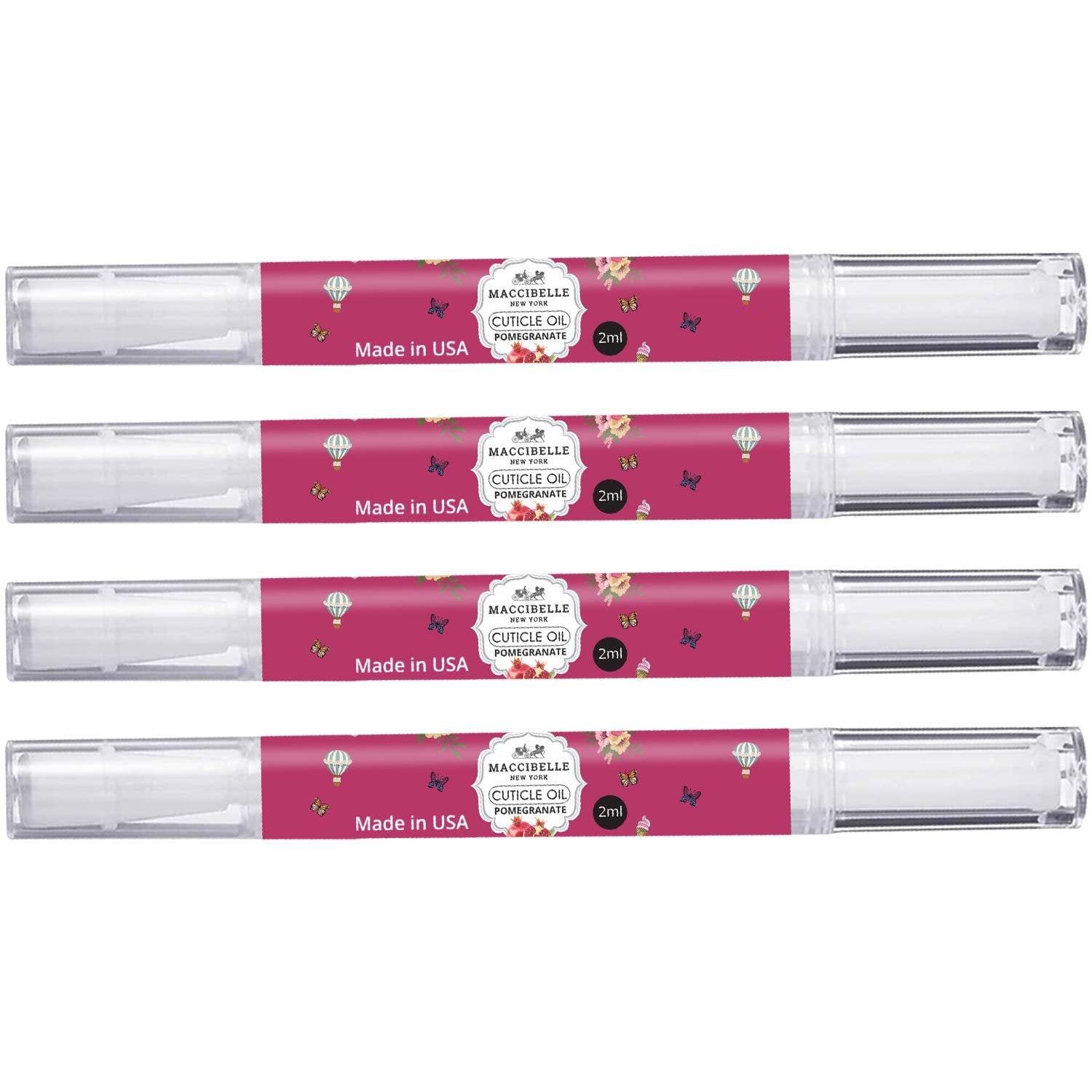 Maccibelle 4 PCS Pomegranate Pure Cuticle & Nail Oil Pen 2ml Heals Dry Cracked Cuticles.