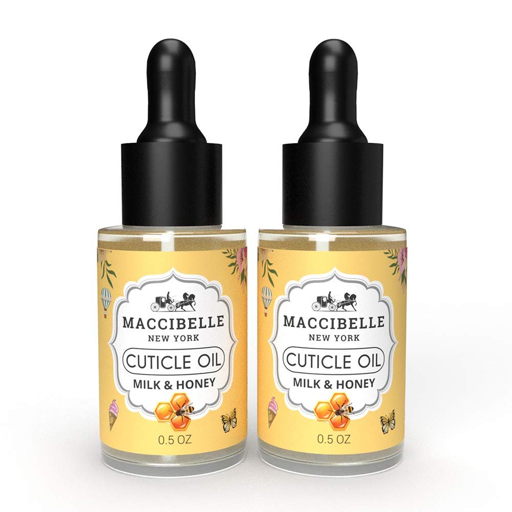 Maccibelle Cuticle Oil Heals Dry Cracked Cuticles 0.5 oz 2 Bottles (Milk & Honey)