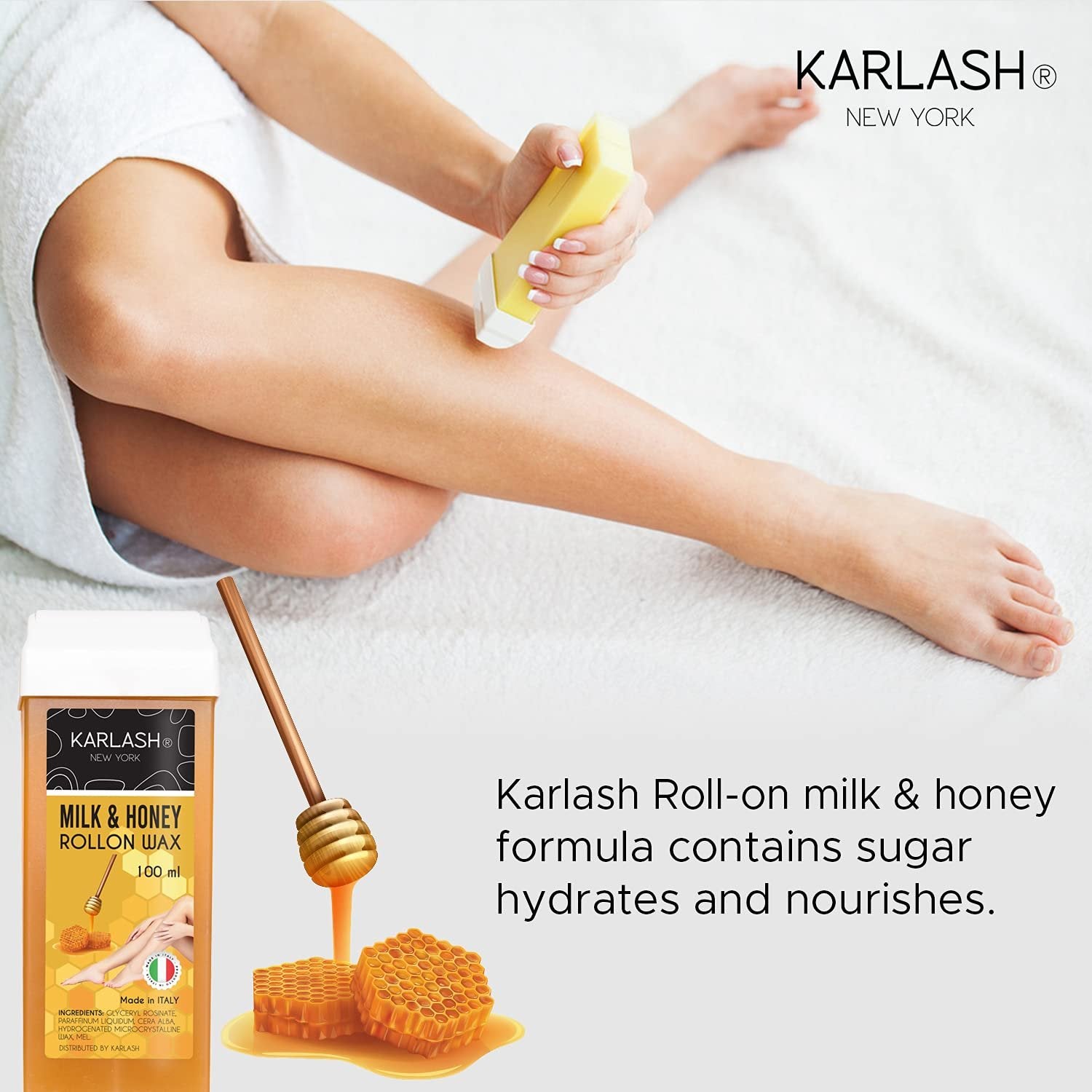 Karlash Professional Honey Roll On Wax, Depilatory Hair Wax Cartridge 100 ml Honey