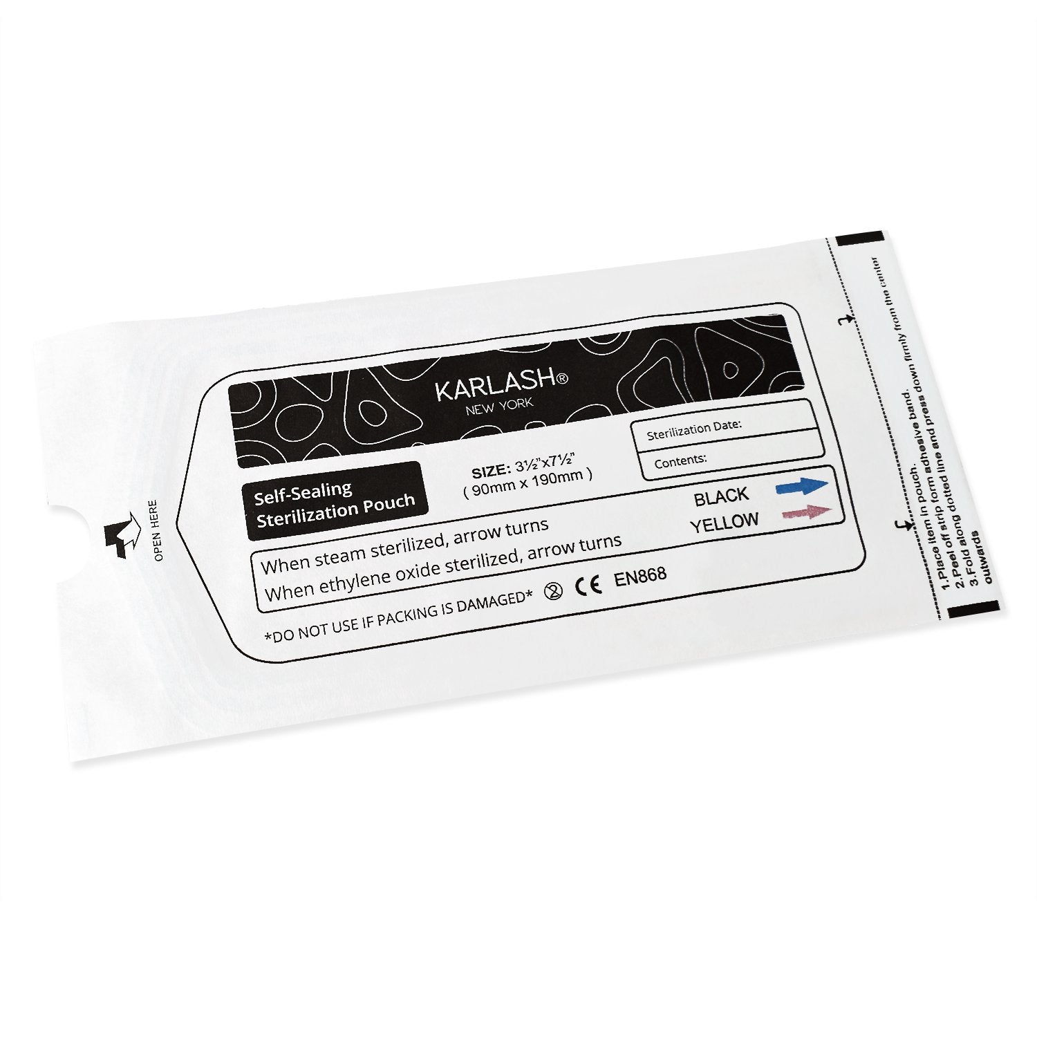 Karlash Self Seal Sterilization Pouch For Dental Tools, Sterilizing Salon Supplies - SHORT 3.5" x 7.5" 200pc/pk