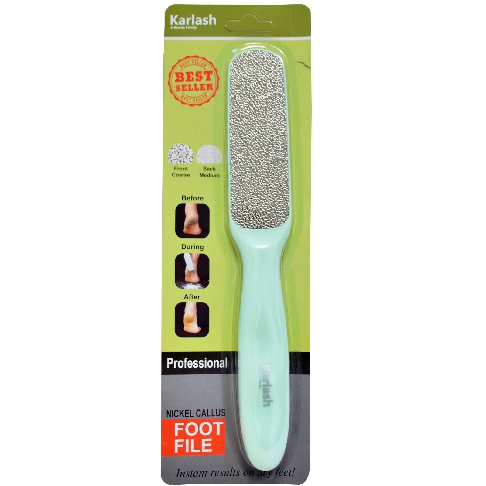 Karlash 2-Sided Hypoallergenic Nickel Foot File for Callus Trimming and Callus Removal, Mint Green