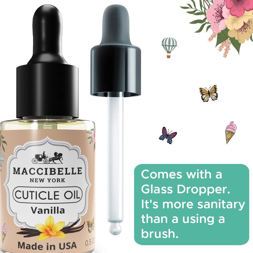 Maccibelle Cuticle Oil Heals Dry Cracked Cuticles 0.5 oz 2 Bottles (Vanilla)