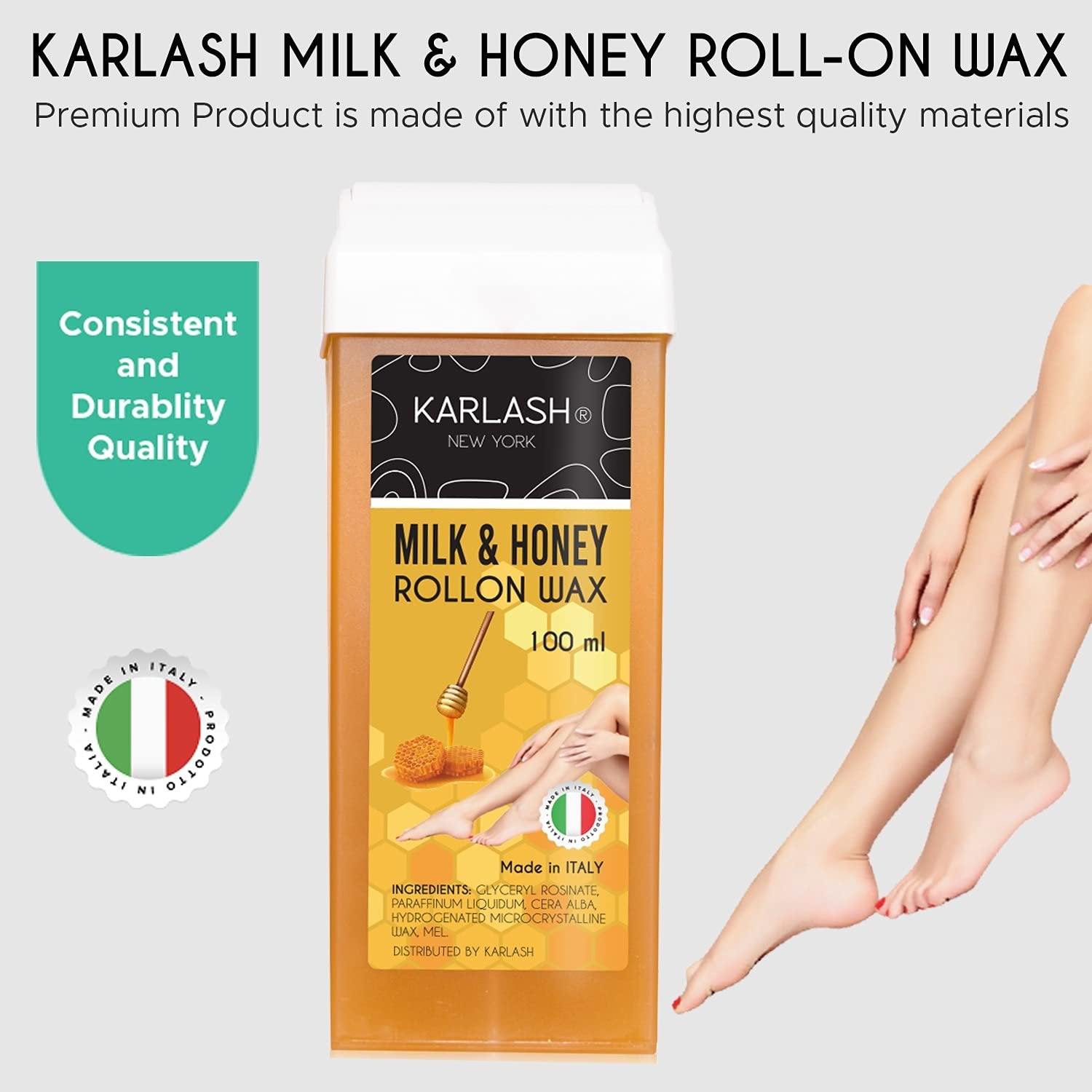 Karlash Professional Honey Roll On Wax, Depilatory Hair Wax Cartridge 100 ml Honey