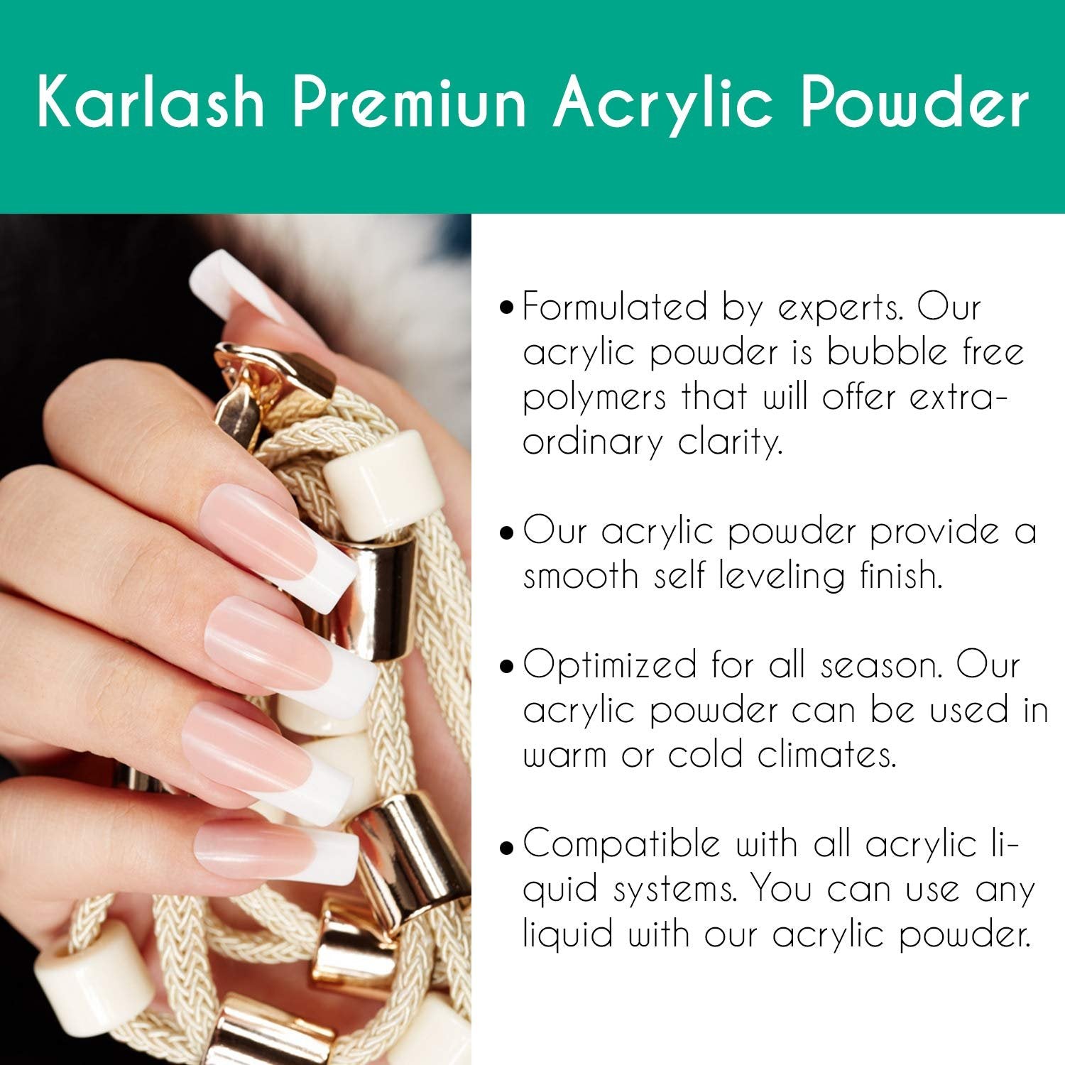 Karlash Professional Acrylic Powder Medium Pink 2 oz Made in USA