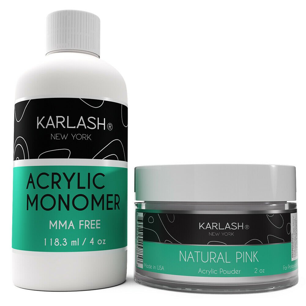 Karlash Professional Kit Acrylic Powder Natural Pink 2 oz and Acrylic Liquid Mon