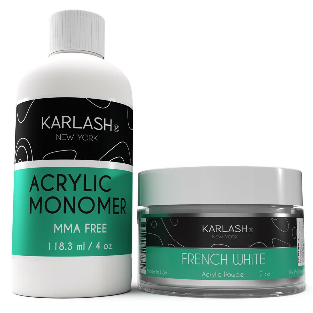 Karlash Professional Kit Acrylic Powder French White 2 oz and Acrylic Liquid Mon
