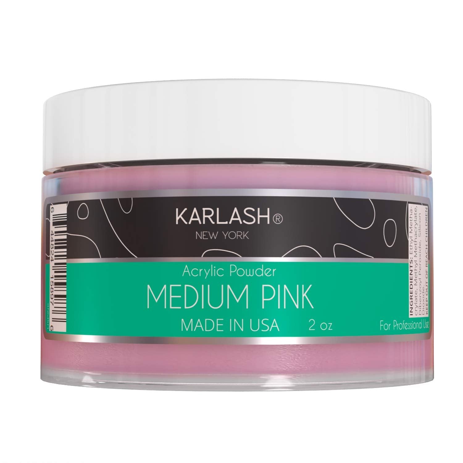 Karlash Professional Acrylic Powder Medium Pink 2 oz Made in USA