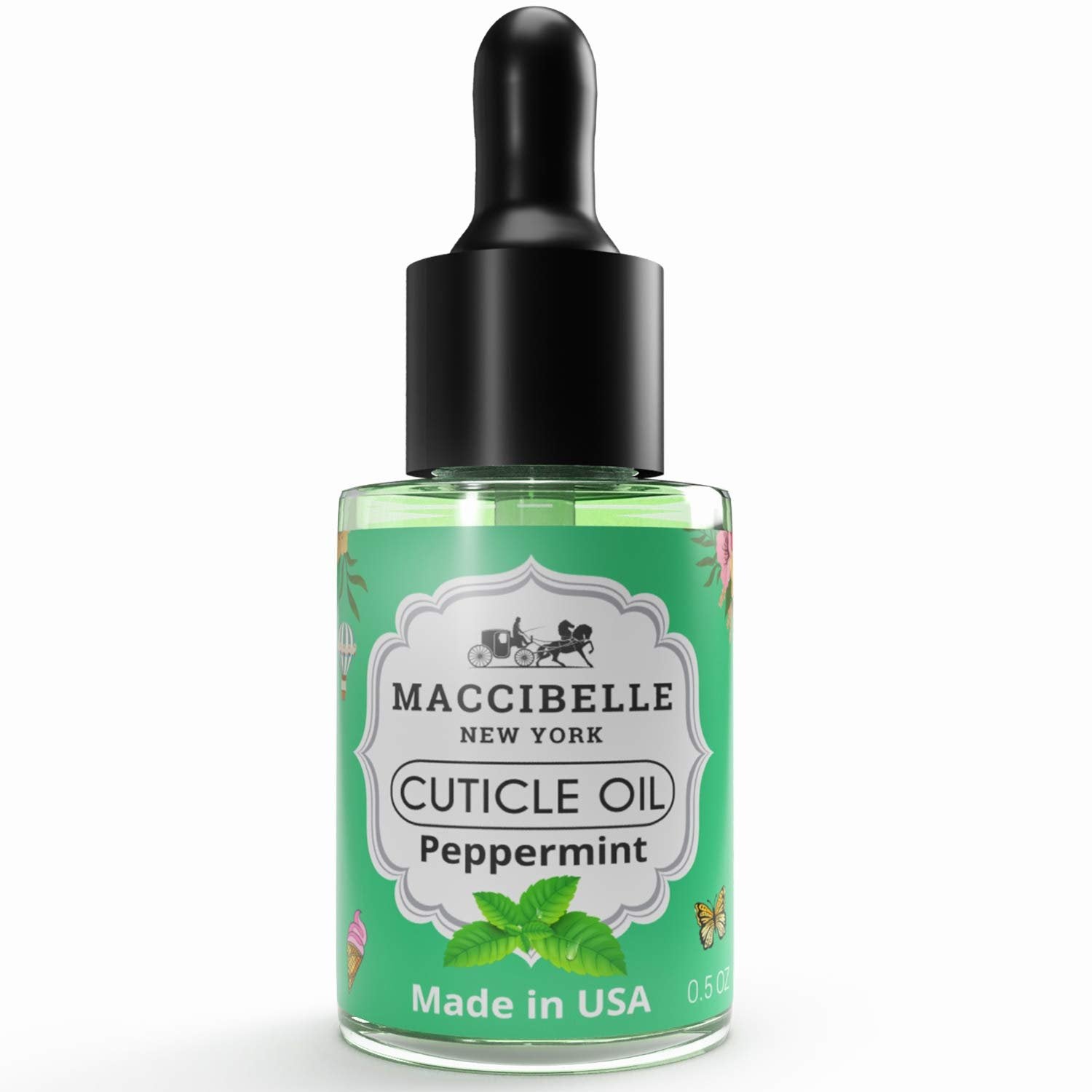 Maccibelle Cuticle Oil Heals Dry Cracked Cuticles 0.5 oz 2 Bottles (Peppermint)