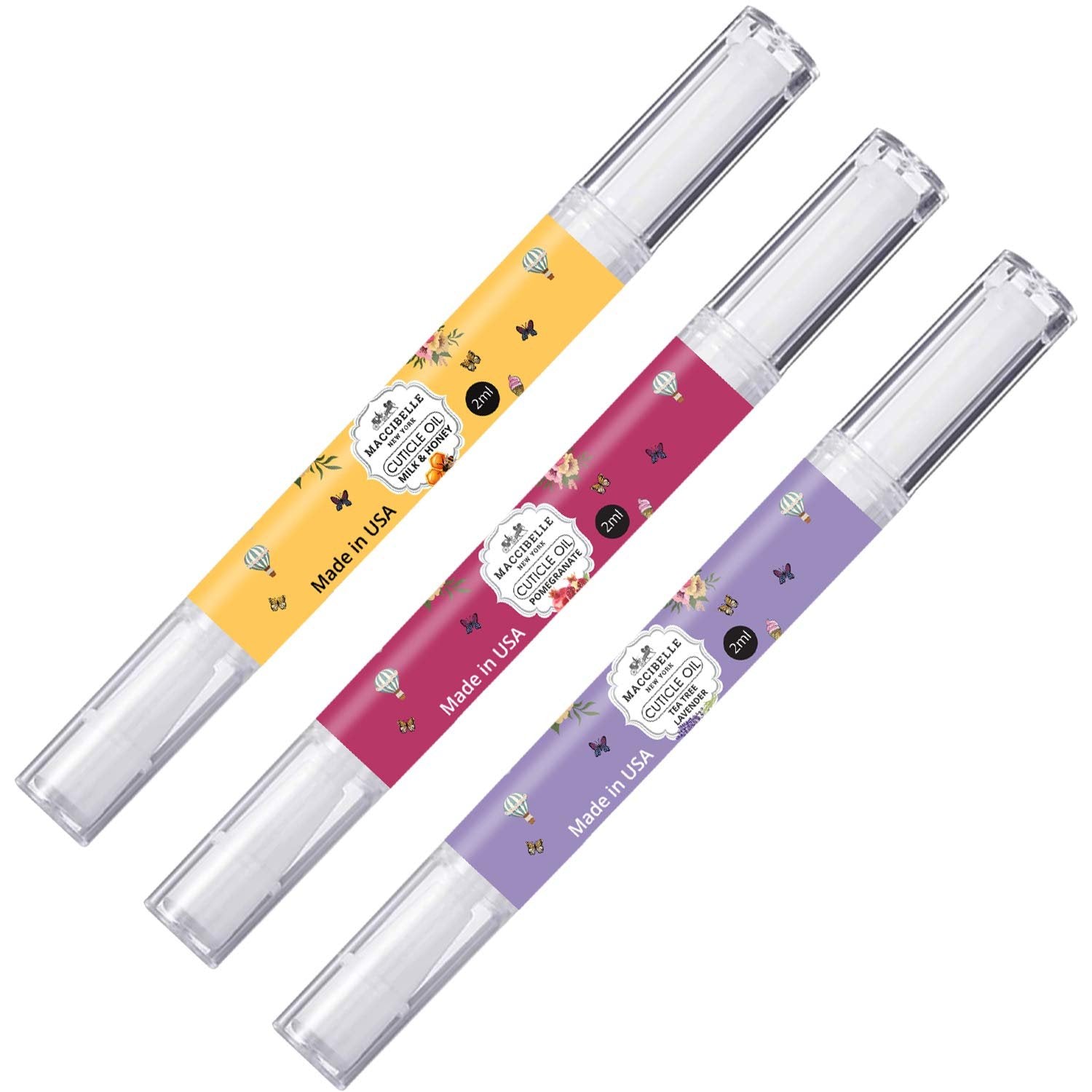 Maccibelle Cuticle Oil Set of 3 Oil Flavors, Help to Heals Dry Cracked Cuticles