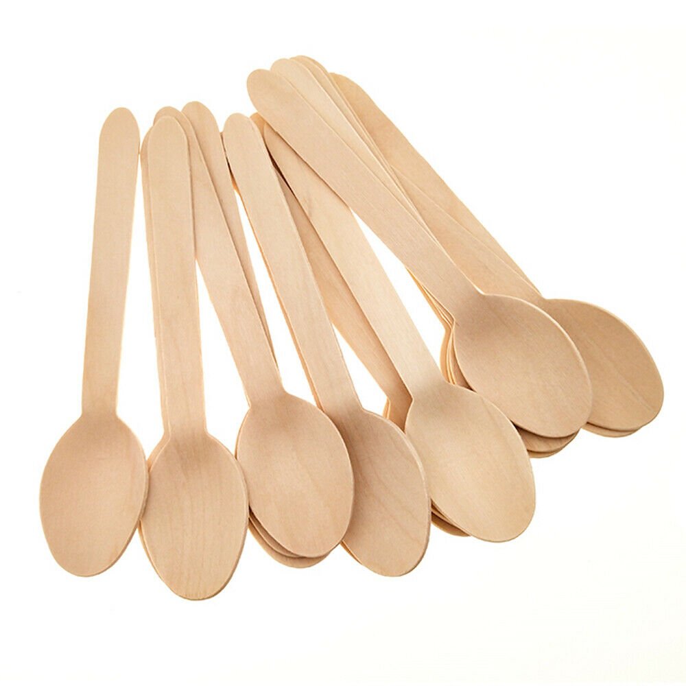 Karlash Disposable Wooden Spoon 100 PCS Smooth and round surface Eco Friendly